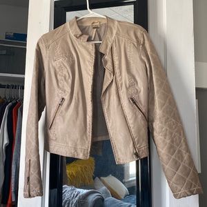 Free People vegan leather Moro jacket in distressed Champaign.